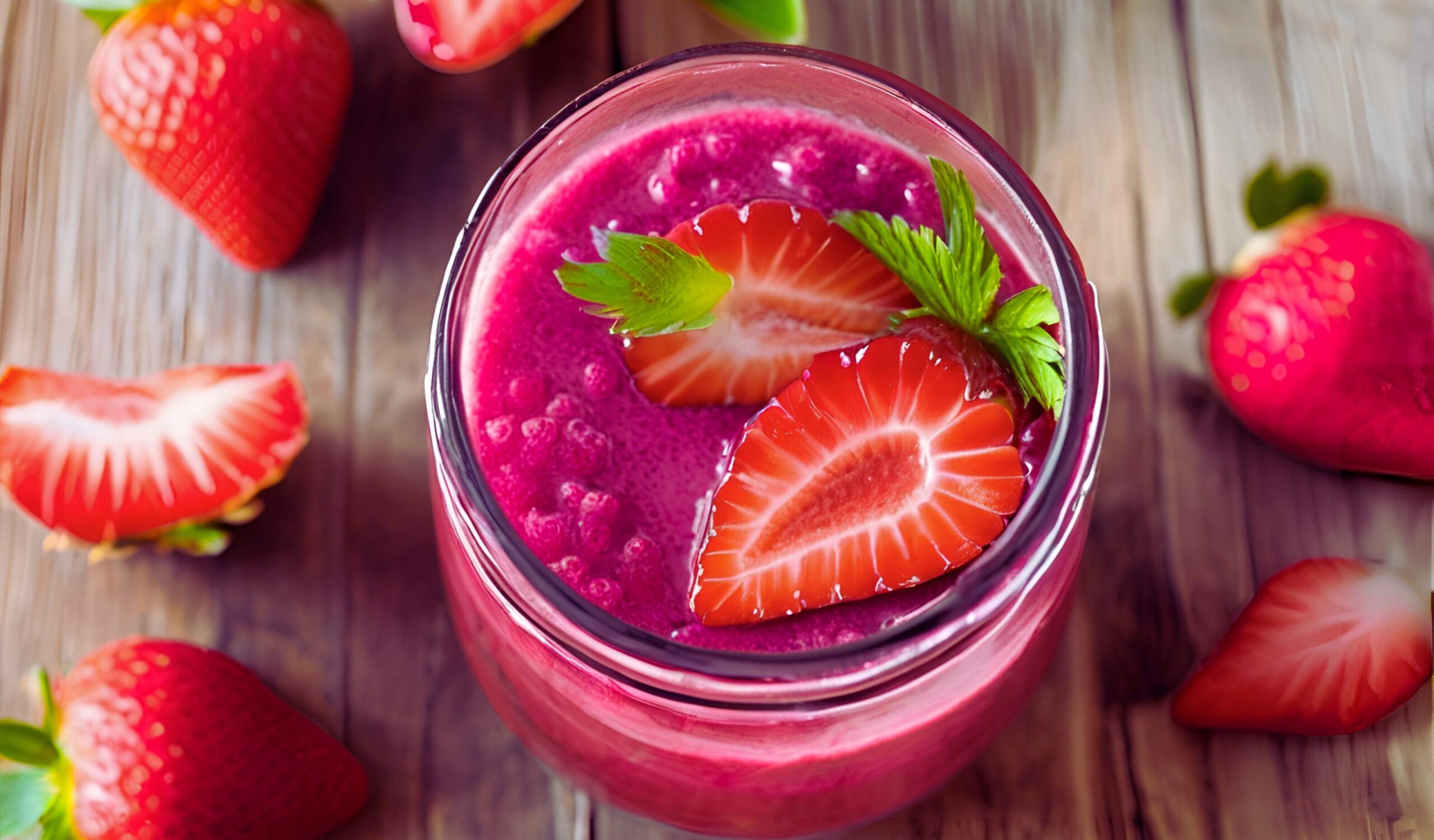 Strawberry acai refresher in a glass