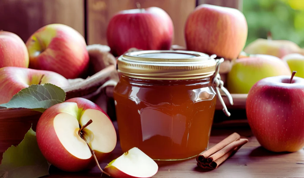 Apple jam in a jar