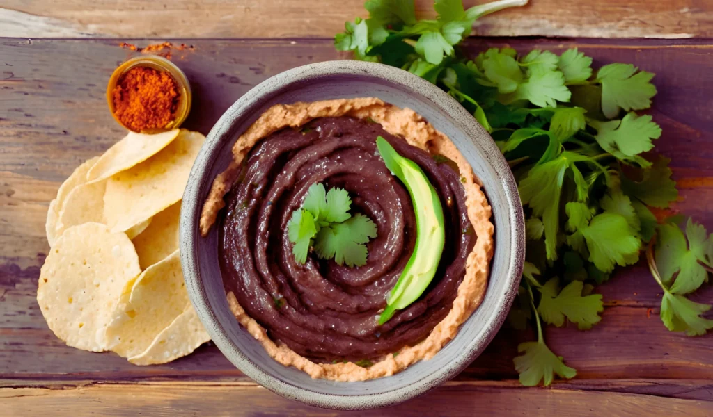 Creamy black bean hummus bowl