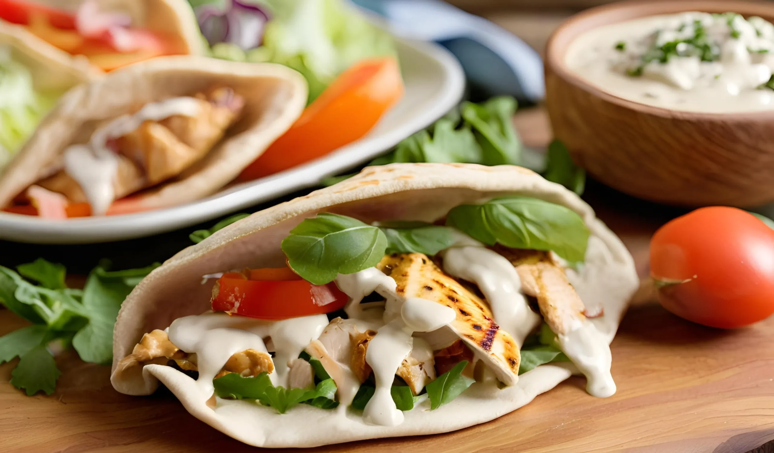 Delicious chicken pita wrap