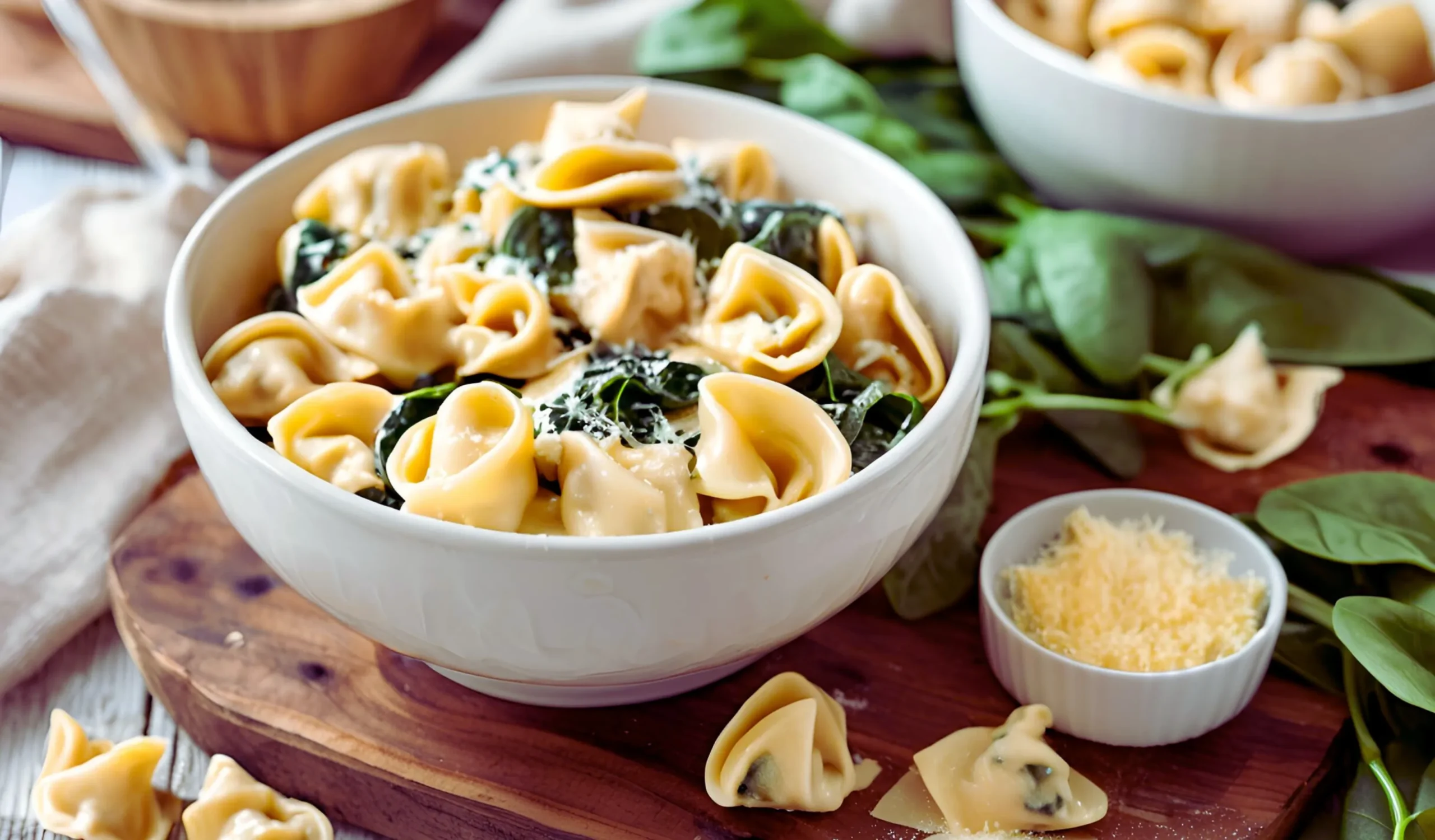 Creamy chicken tortellini dish