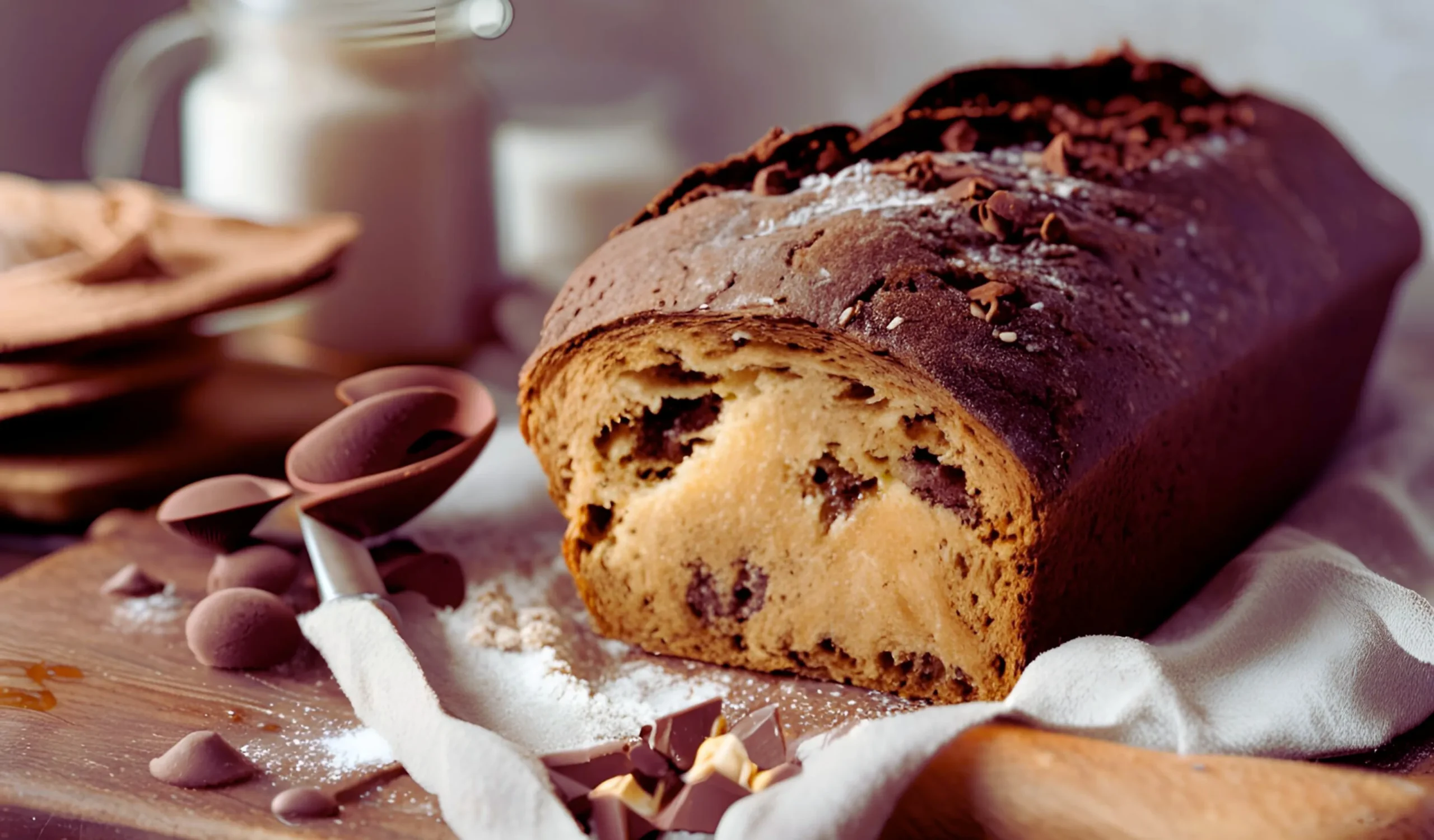 Freshly baked chocolate bread