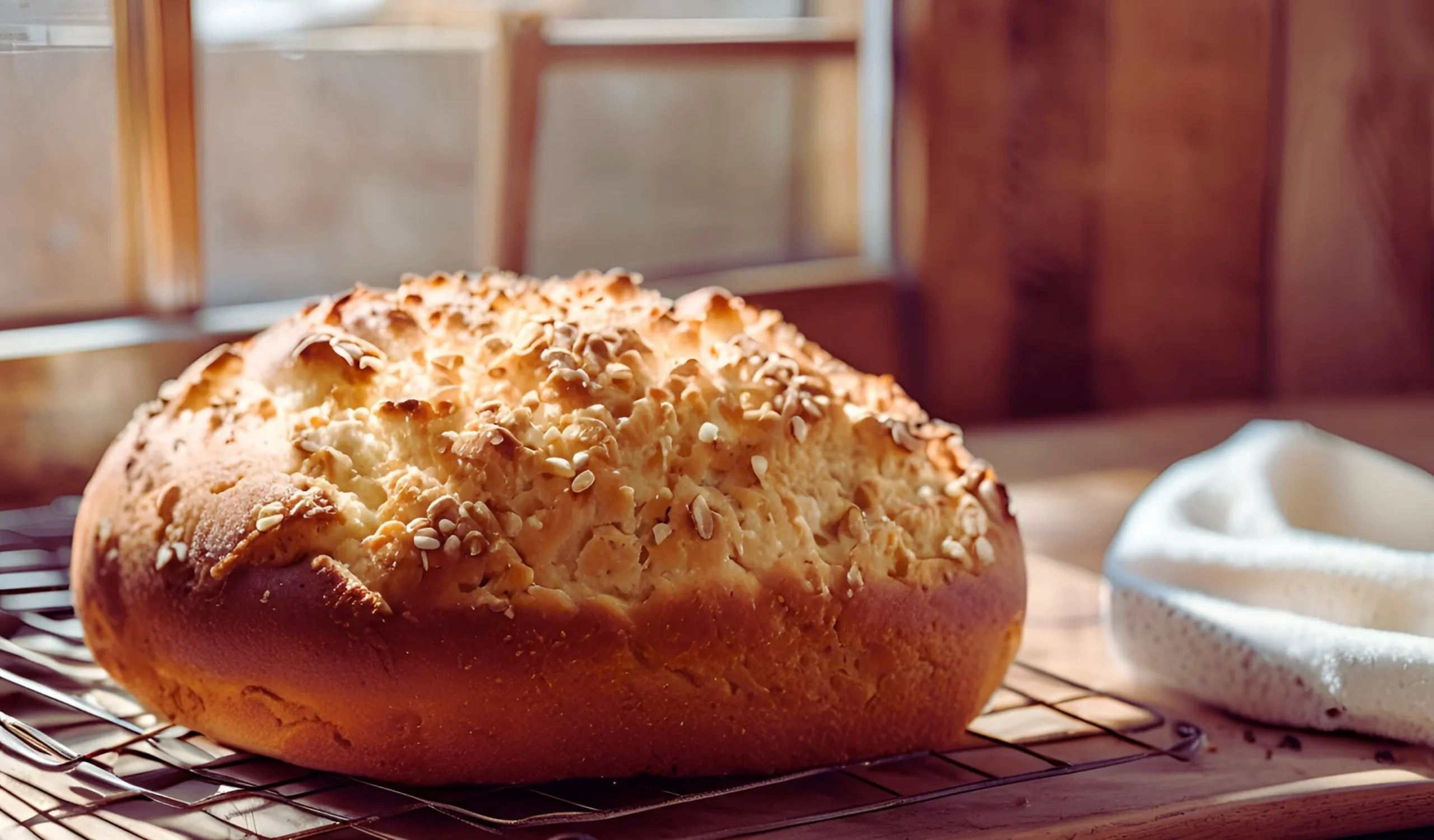 Freshly baked cottage cheese bread