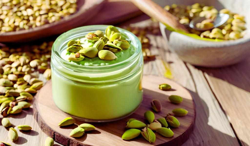 Pistachio cream recipe jar