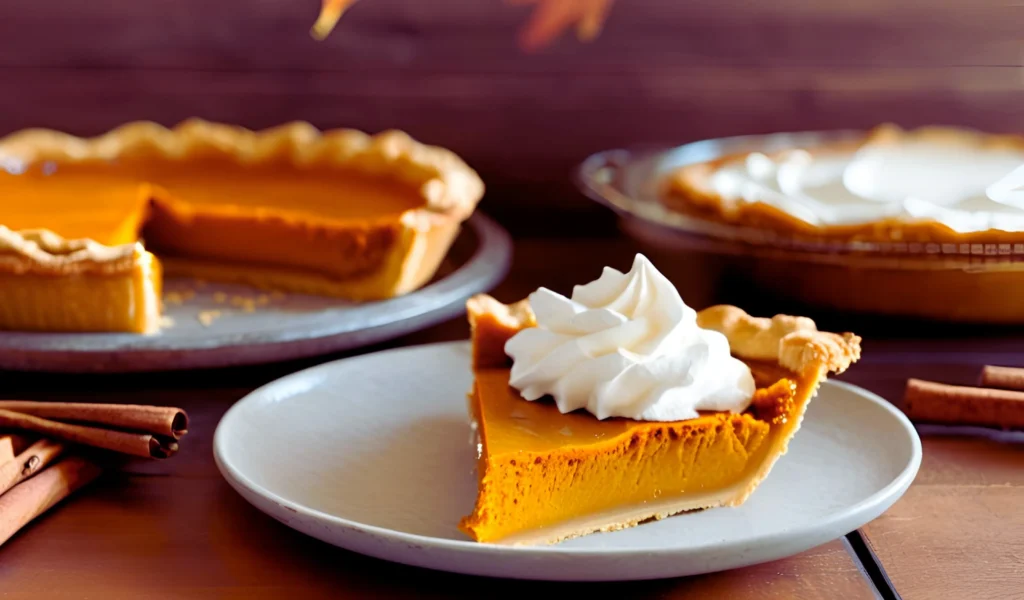 Pumpkin pie recipe on a table