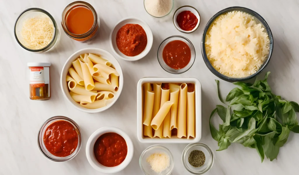 Ingredients for spicy rigatoni	