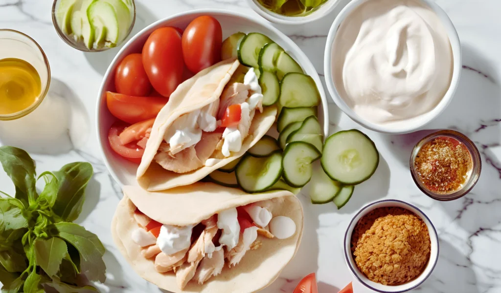 Fresh chicken pita ingredients