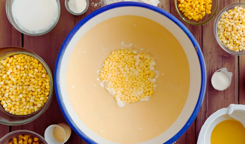 Preparing corn batter	