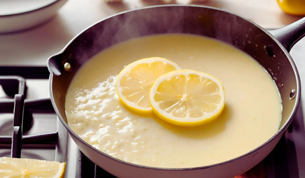 Lemon butter sauce preparation	