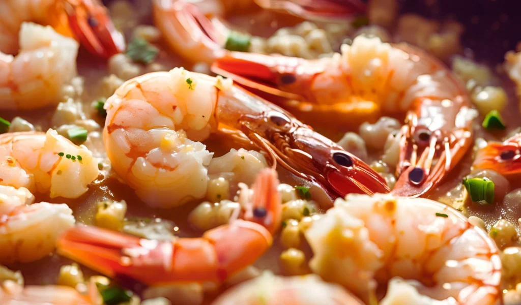 Shrimp sautéing in garlic butter