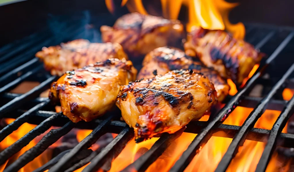 Grilling juicy chicken thighs