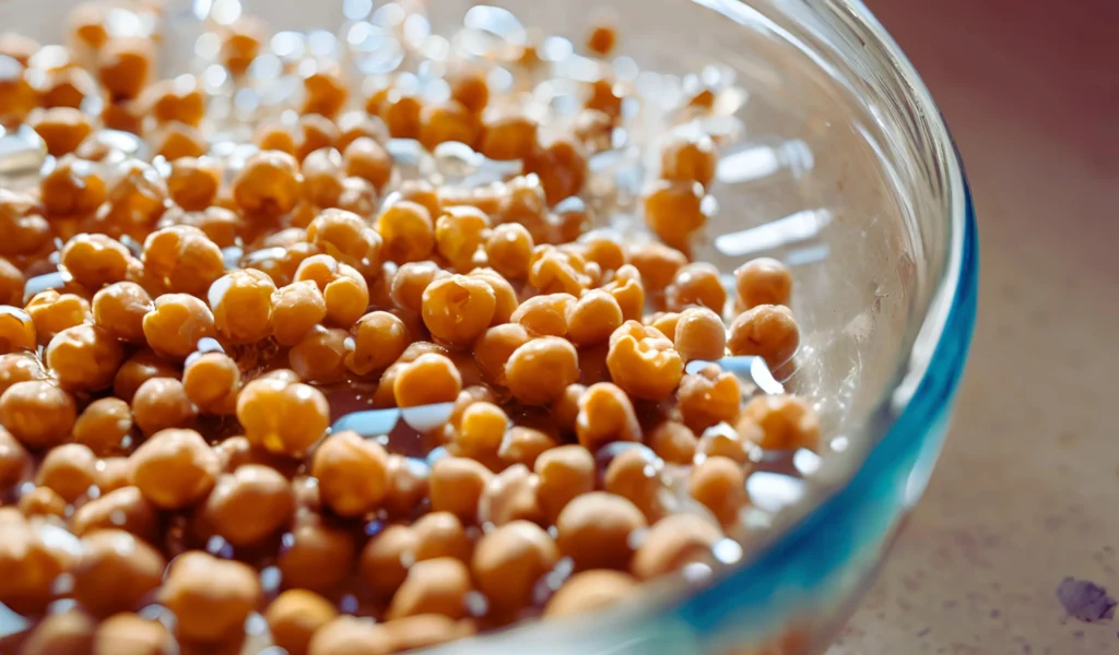 Soaking dried chickpeas	