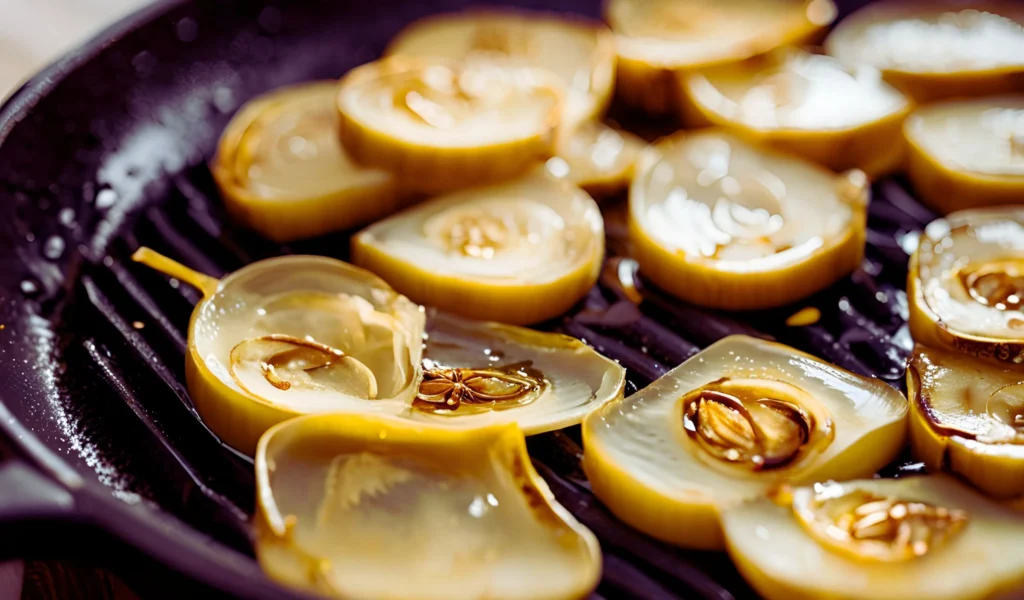 Garlic sautéing in olive oil	