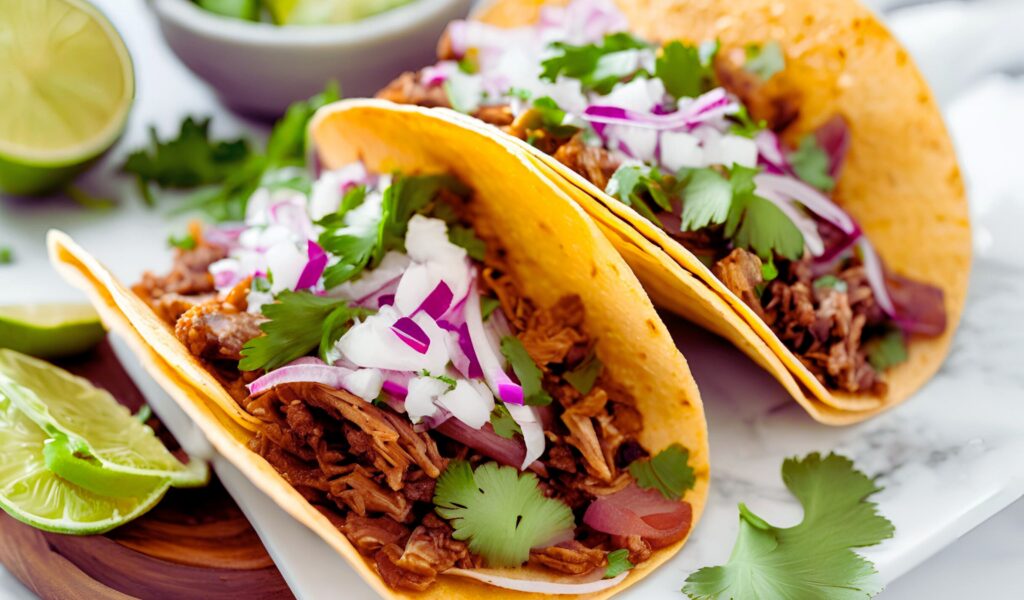 Carne Picada Tacos with Garnishes