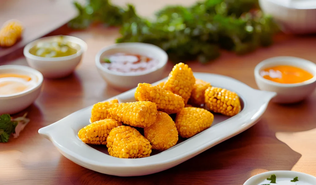 Serving corn nuggets	