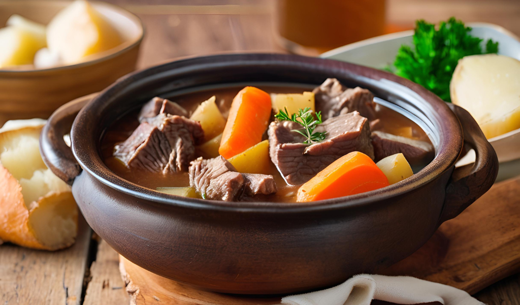 Beef heart stew with vegetables