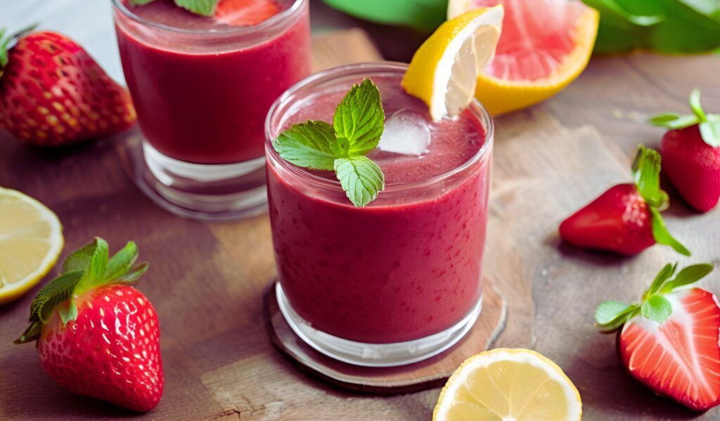 Strawberry acai refresher with garnishes