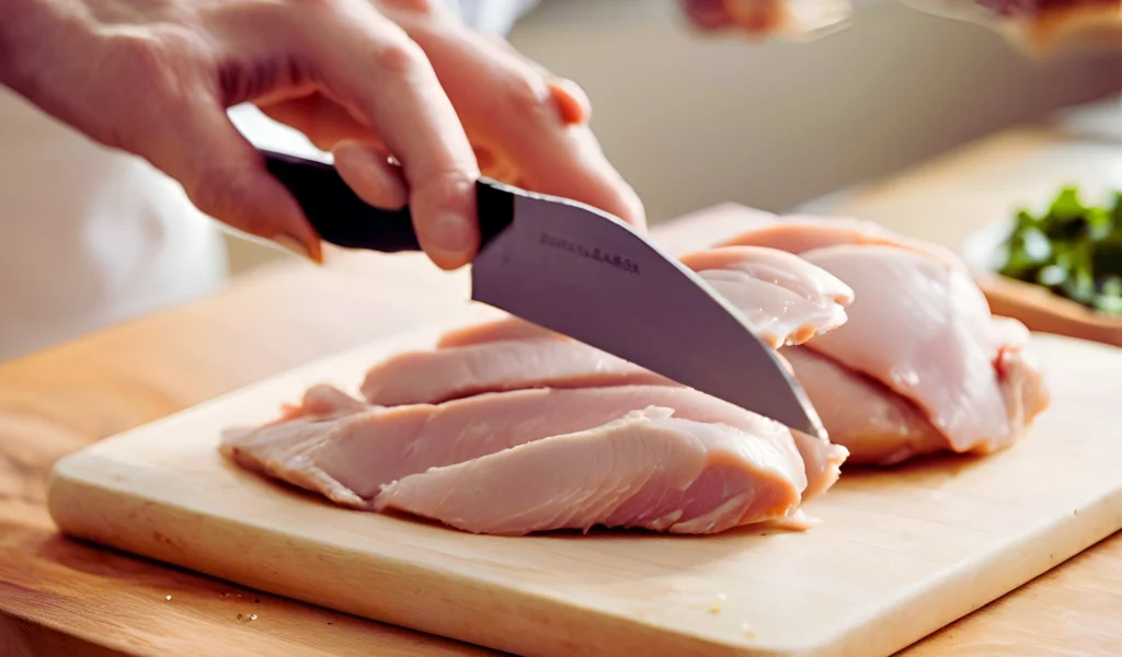 Slicing chicken evenly for cooking	