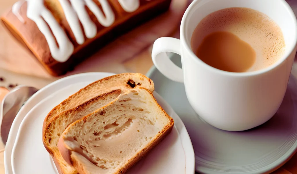 Sliced cinnamon bread served	