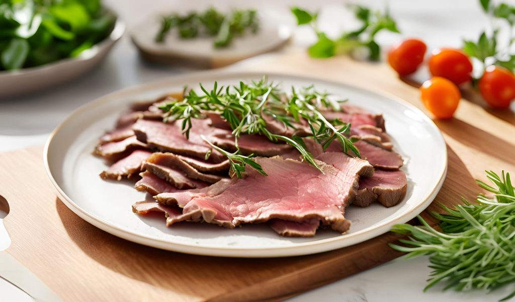 Pan-seared beef heart slices