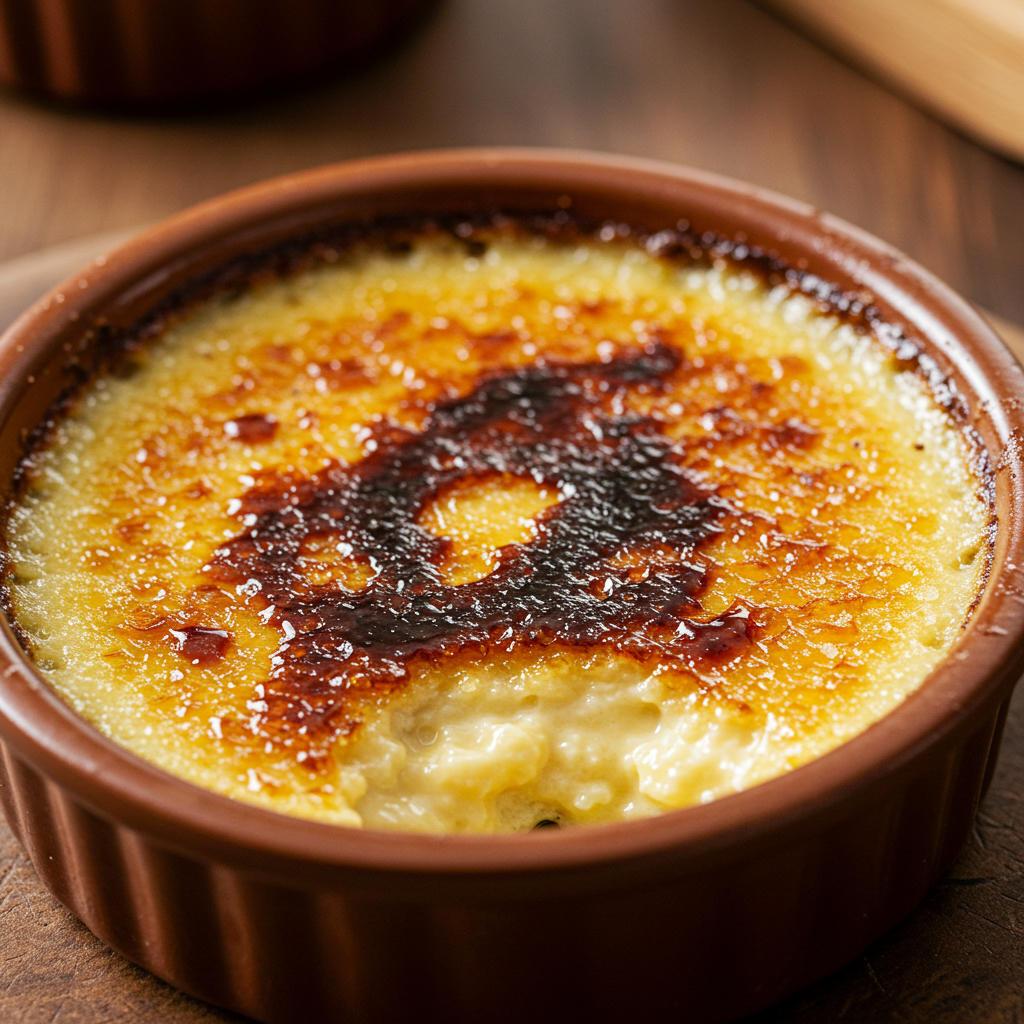 Crab Brulee in a Ramekin with a Caramelized Sugar Top