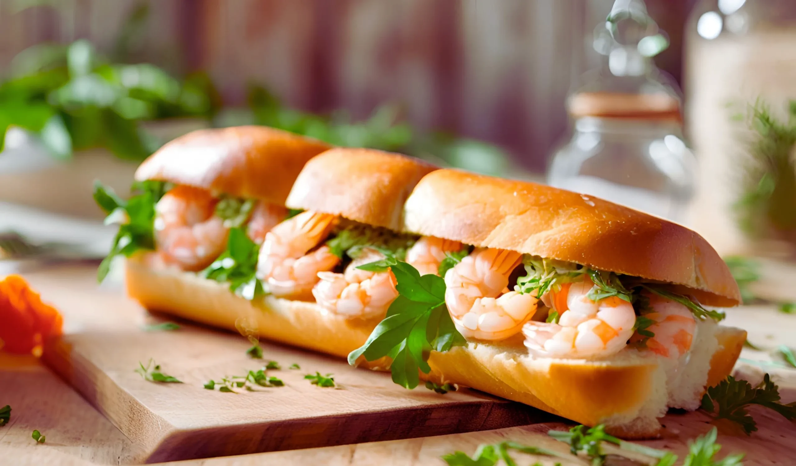 Classic shrimp roll sandwich