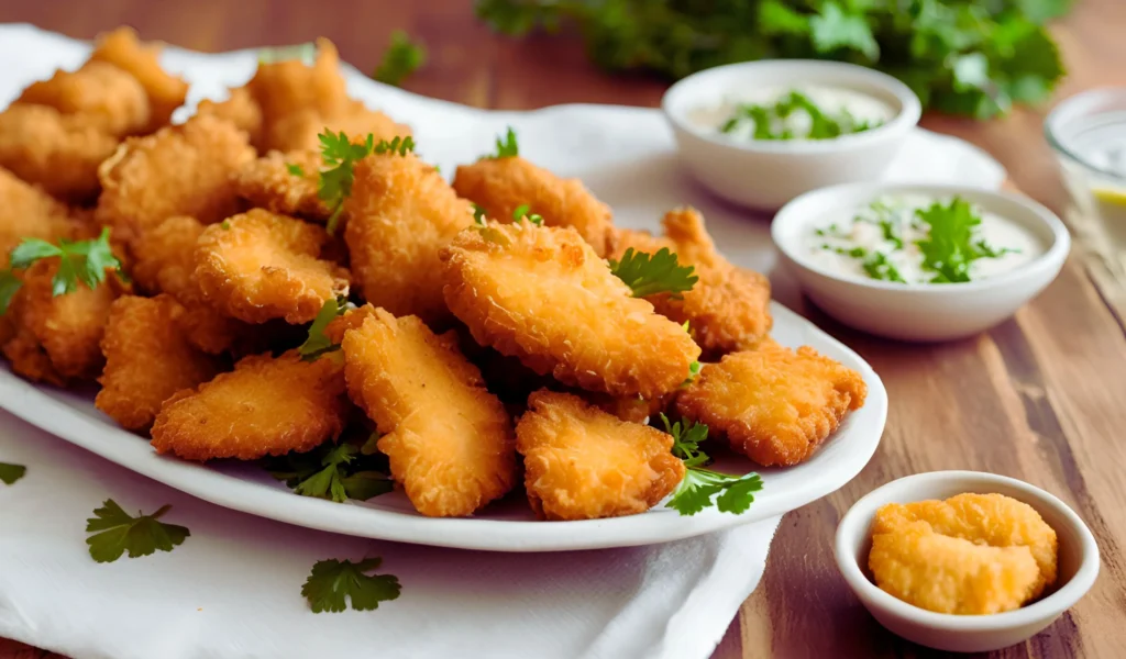 Golden fried catfish nuggets