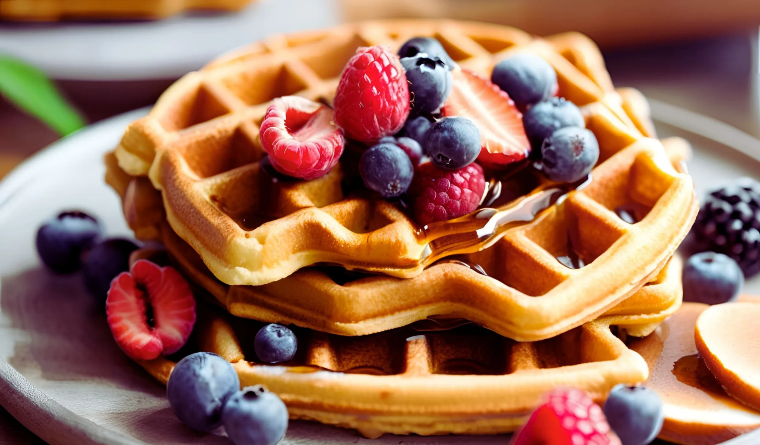 Almond flour waffles on a plate