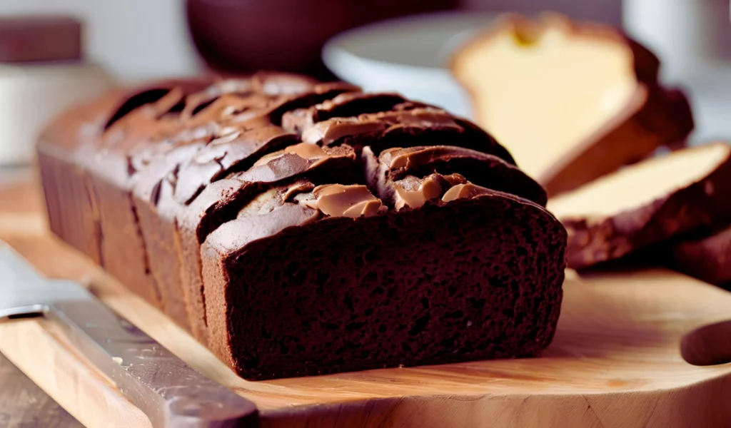 Freshly baked chocolate bread