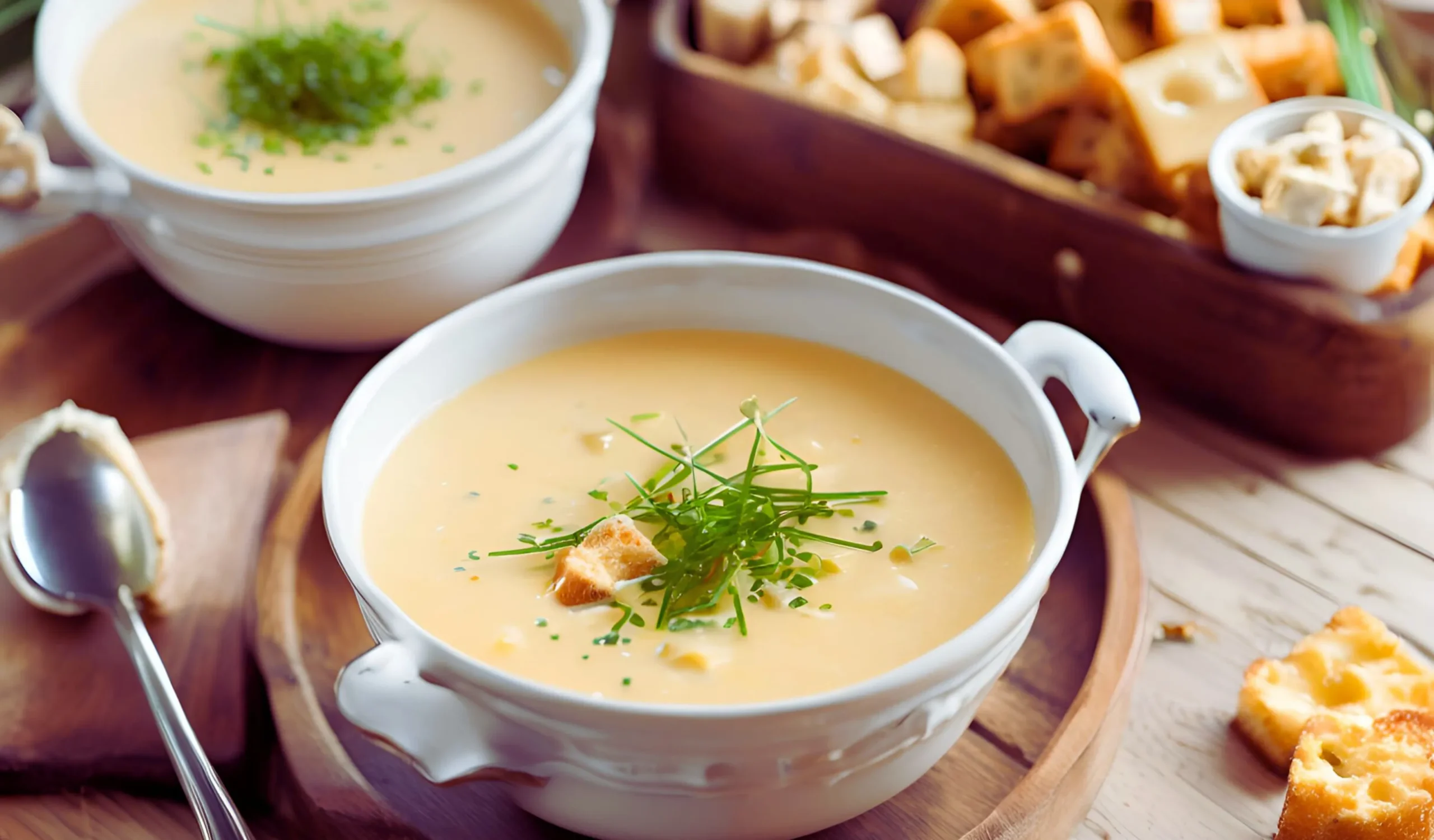 Cheese ale soup in a bowl