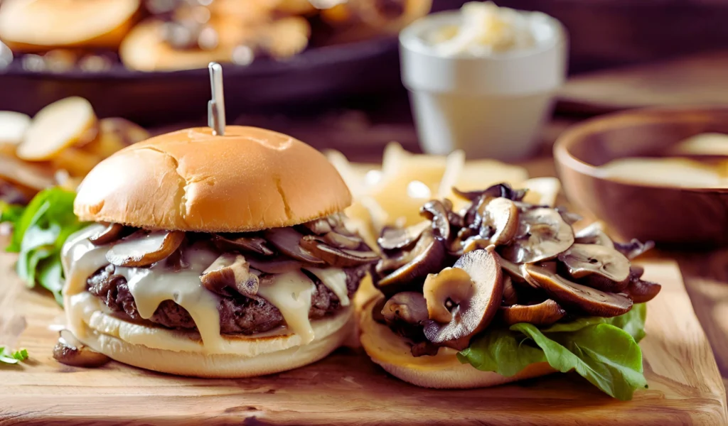 Juicy Mushroom Swiss Burger