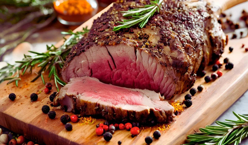 Prime rib seasoned with spices