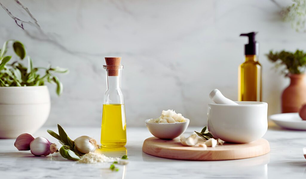 Ingredients for a creamy aioli