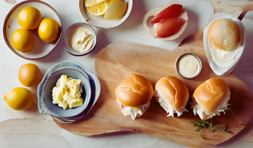 Crab roll ingredients setup