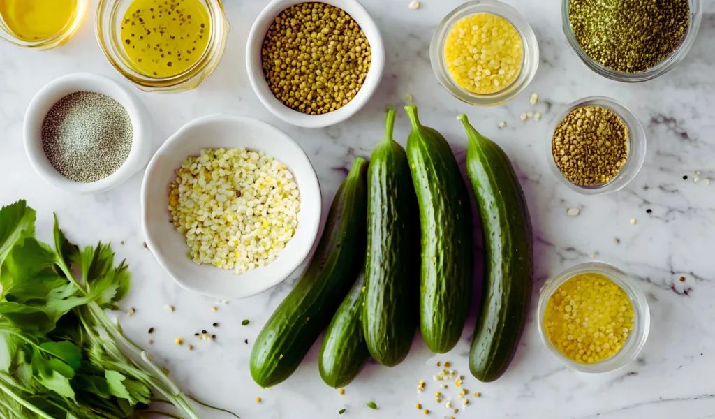 Fresh cucumbers and pickling spices	