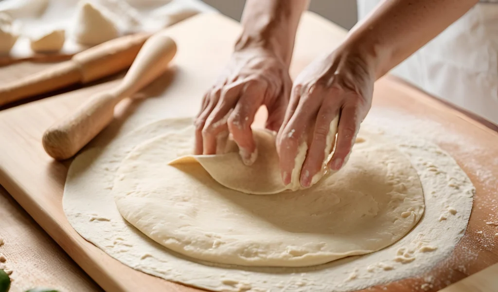 Rolling tortilla dough	