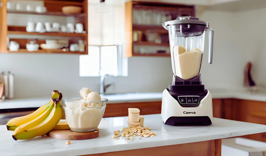 Blending ice cream ingredients	