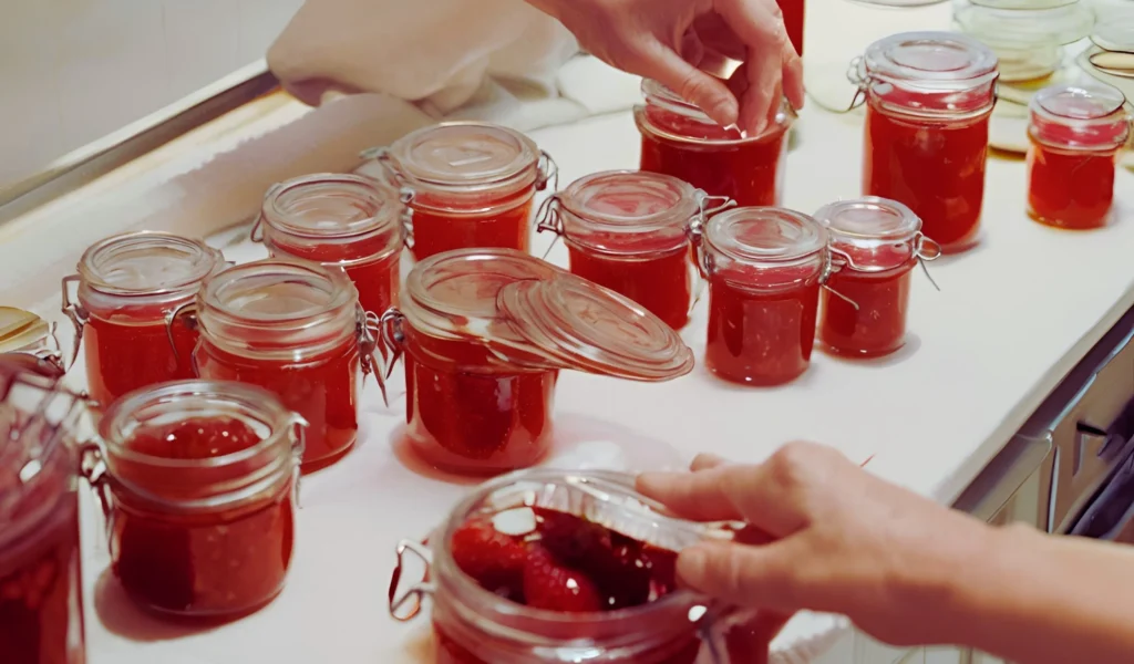 Filling jars with preserves	