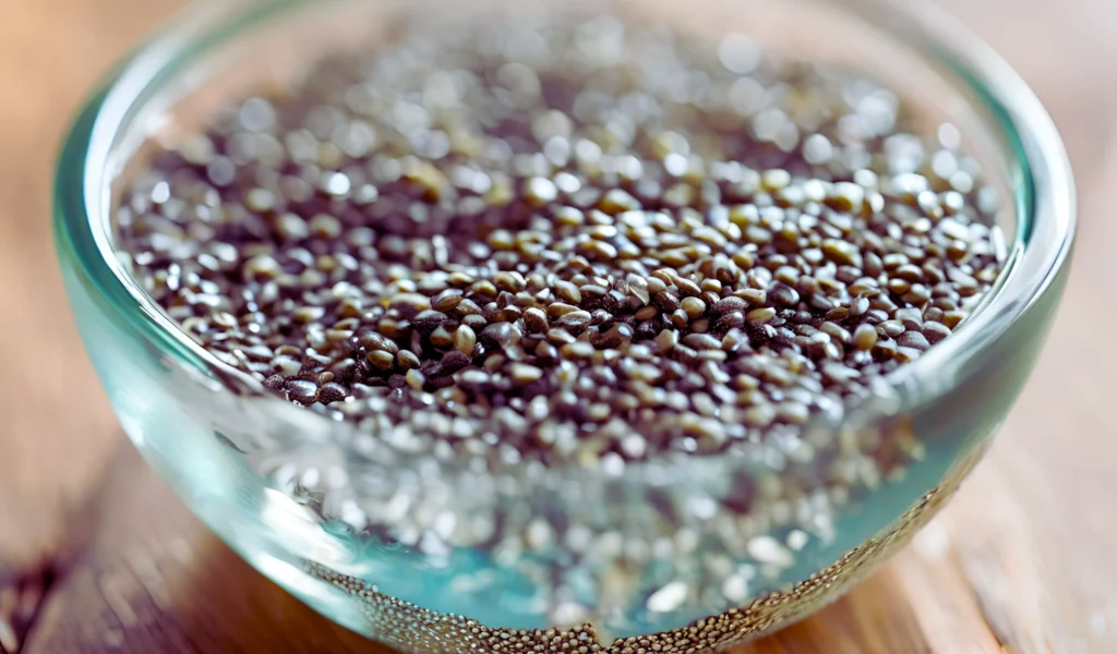 Chia seeds soaking	