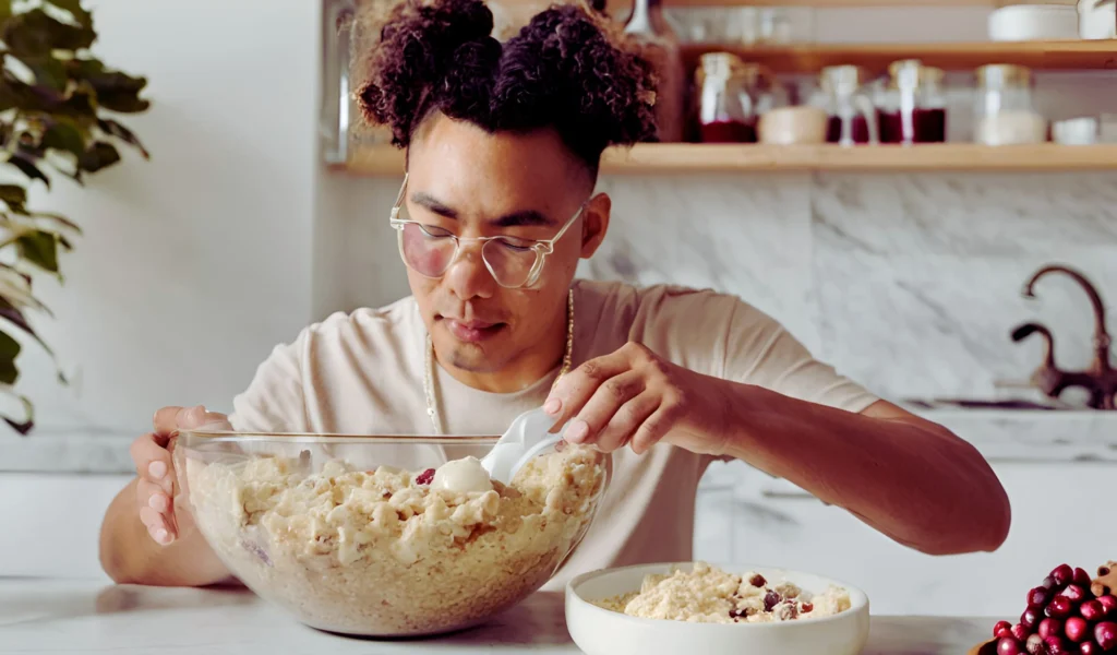 Mixing the cookie dough	