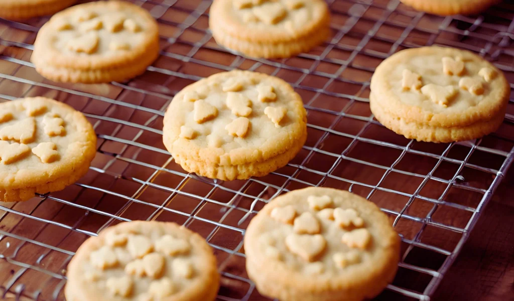 Freshly baked cookies on a tray	