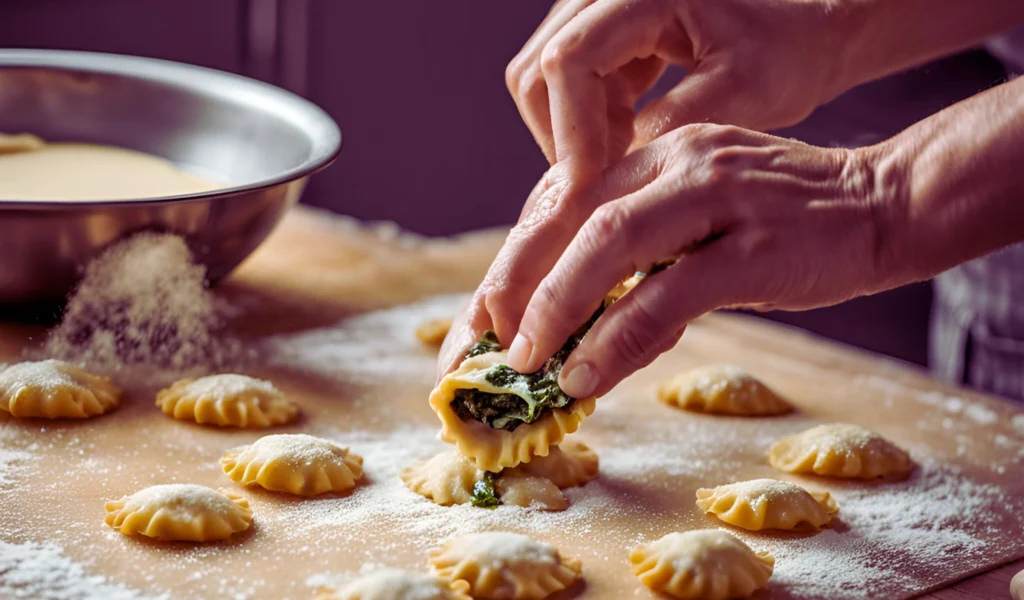 Gourmet ravioli with lobster filling	