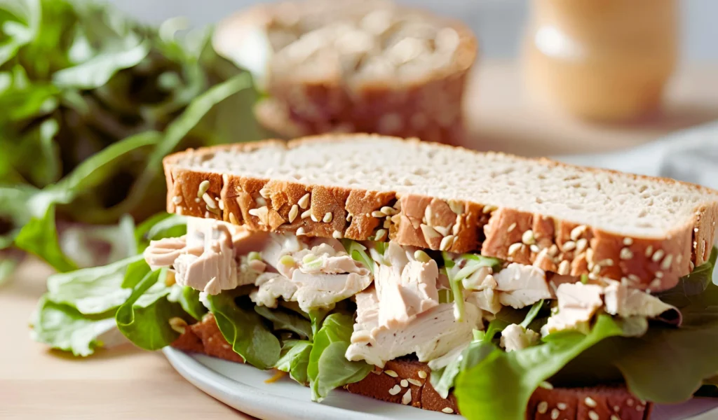 Chicken salad in a sandwich	