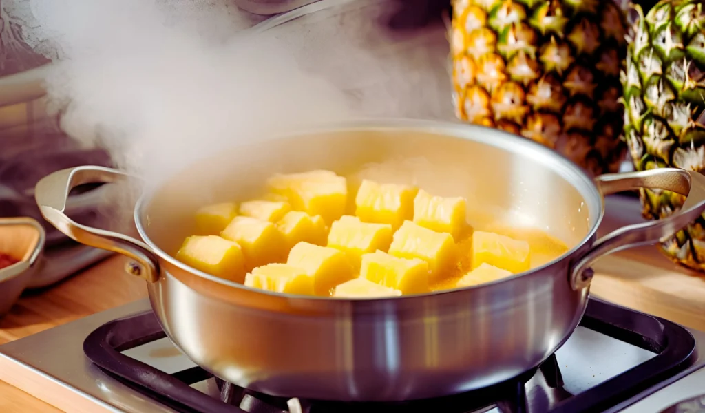 Pineapple filling being prepared	