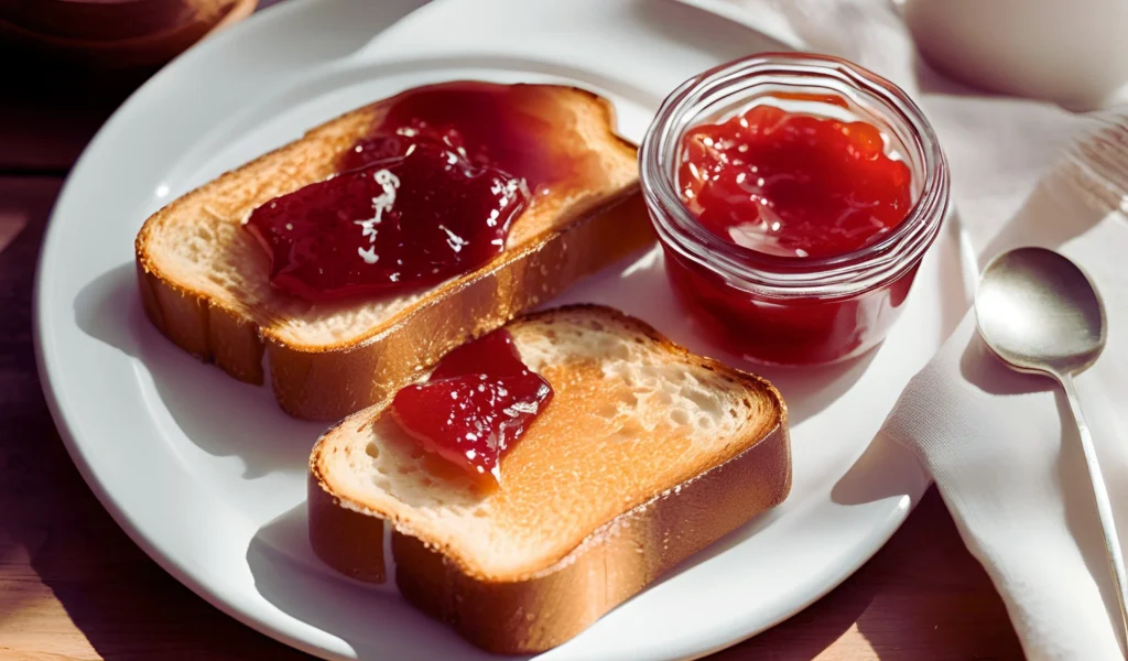 Strawberry preserves on toast	