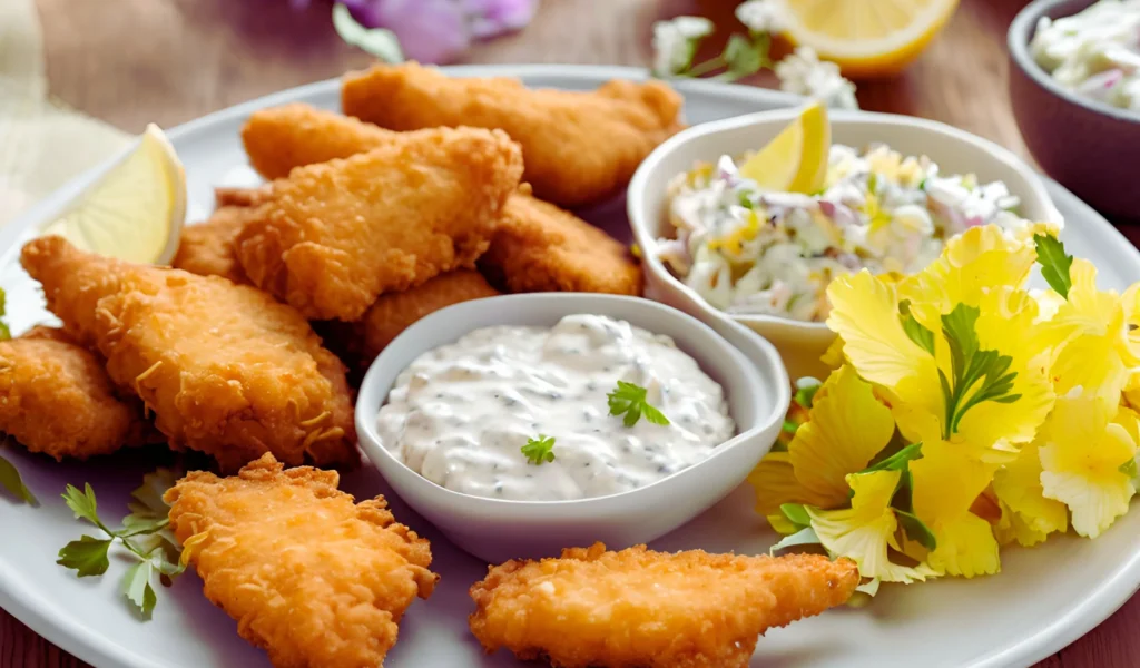 Catfish nuggets with coleslaw	