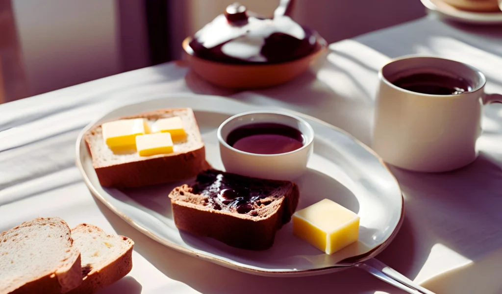 Sliced chocolate bread with toppings	