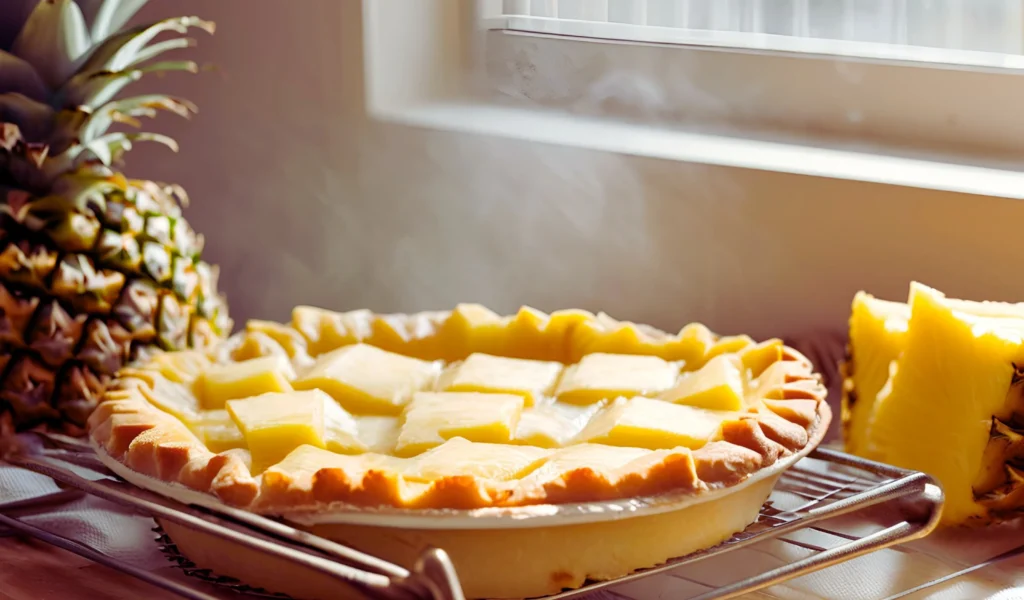 Freshly baked pie cooling	