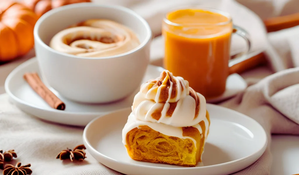 Pumpkin foam served with dessert	