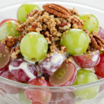 Grape salad in decorative serving dish